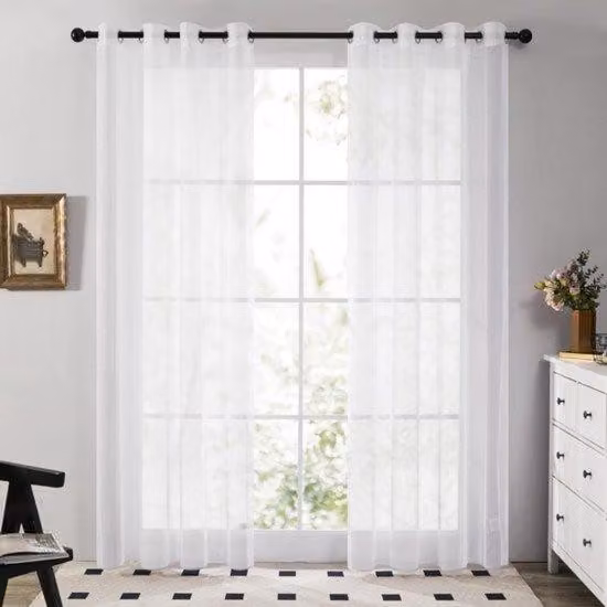 Tende trasparenti moderne per soggiorno e camera da letto - Set da 2 - 40 x 245 cm (L x A) - Tessuto morbido altamente trasparente - Bianco, pronte all'uso