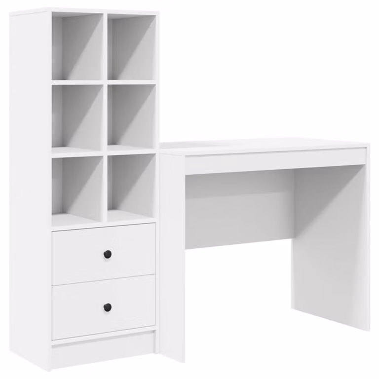 Scrivania con cassetto con lo scaffale 2 pcs Bianco