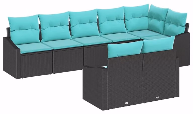 Set di divani con cuscino 8 pcs Nero polyrattan