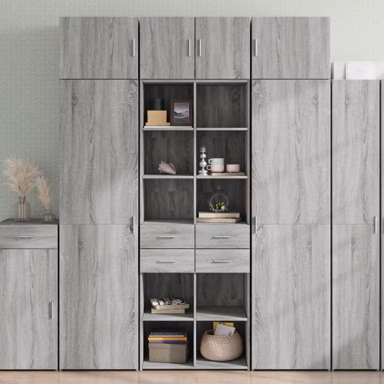 Armadietto a muro vidaXL Grigio con ante e ripiani L/P/H: 70 x 42,5 x 225 cm
