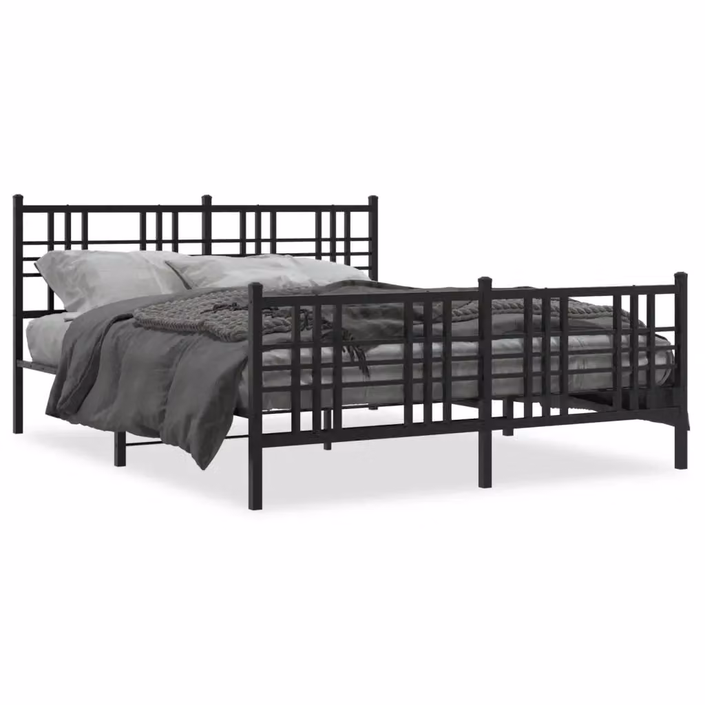 Giroletto vidaXL con testiera e pediera in metallo nero L/P: 150 x 200 cm – 2
