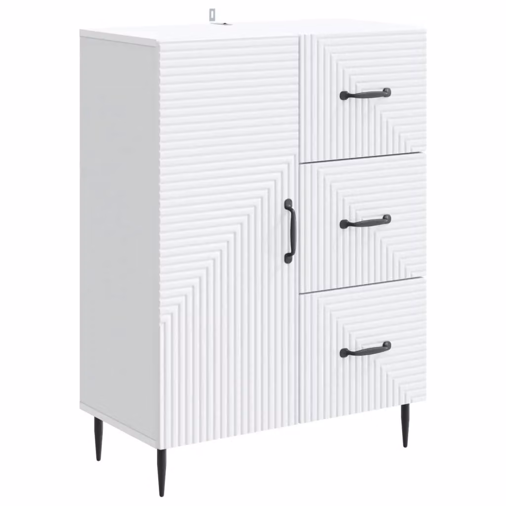Credenza moderna vidaXL in legno MDF e metallo bianca L 66 cm, P 34,5 cm, H 89,5 cm – 2