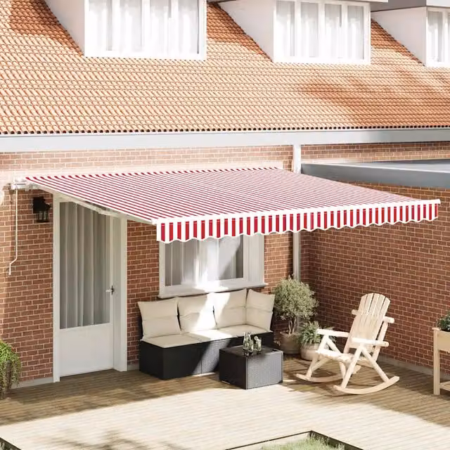 Tenda retrattile Rosso e Bianco 400 × 350 cm 3330753