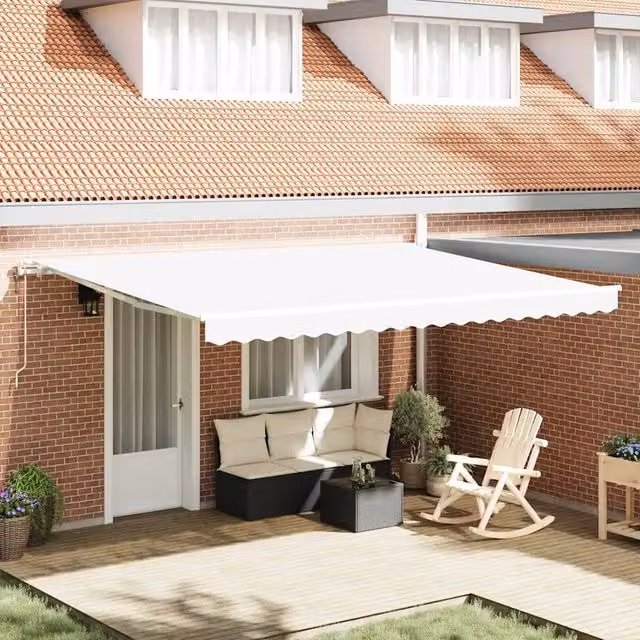 Tenda retrattile Bianco 450 × 350 cm Tessuto e Alluminio 3331139