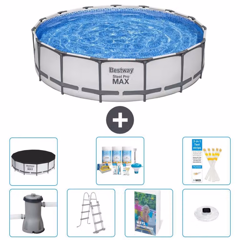 Bestway Steel Pro MAX, piscina in acciaio, forma rotonda - 457x122 cm - composta da 6 parti, modello S576