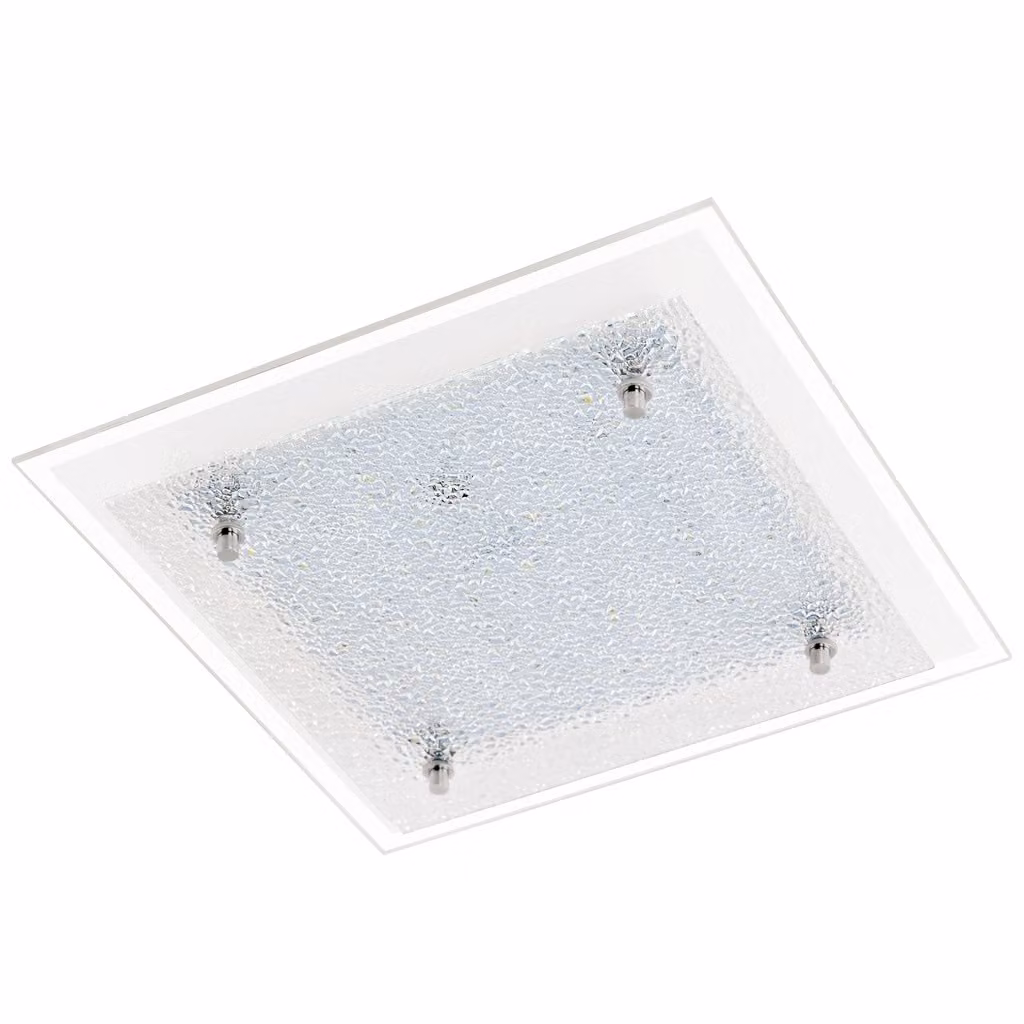 Plafoniera LED, bianca, vetro ghiacciato, L 28 cm