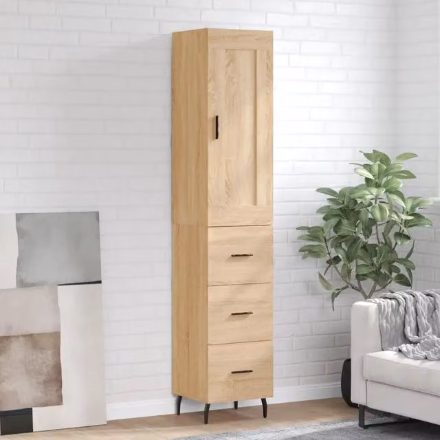Credenza Buffet Armadio da Cucina Design Mania in Legno Marrone L/P/H: 34,5 x 34 x 180 cm