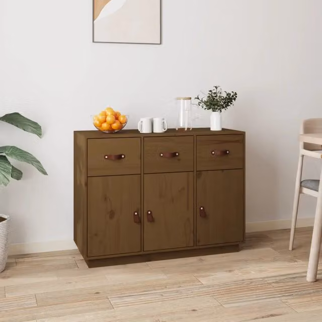 Credenza in legno di pino massello vidaXL marrone stile rustico L/P/H: 100 x 40 x 75 cm – 1