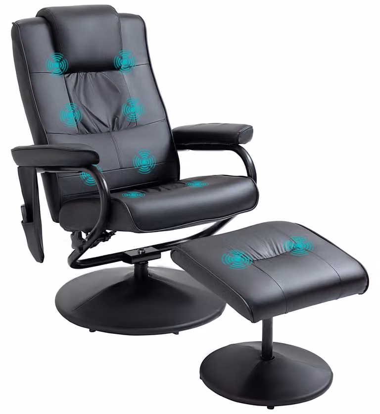Poltrona massaggiante - Poltrona relax - Sedia girevole - Lettino elettrico - Poltrona massaggiante - Ecopelle nera
