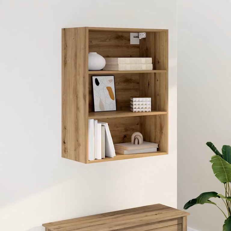 Armadietto Pensile vidaXL in Rovere Marrone con Ripiani Interni L: 69,5 cm, P: 32,5 cm, H: 90 cm