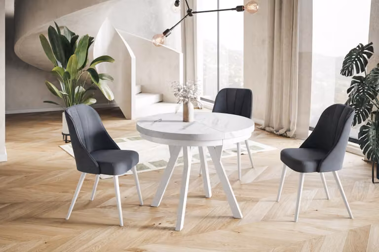 Alpi Moebel, Tavolo da Pranzo Evo, Tavolo per Mangiare Allungabile, Diametro da 80 - 130 cm, Marmur