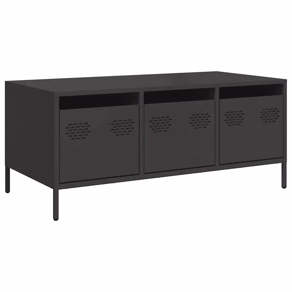 Tavolino rettangolare in metallo nero stile industrial vidaXL L: 101,5 cm, P: 50 cm, H: 43,5 cm – 2