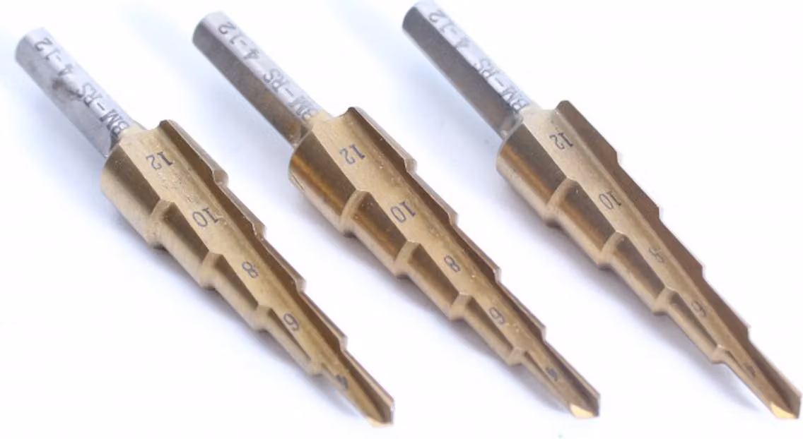 3 x punta a gradino HSS TIN Punta per metallo Punta per metallo Acciaio inox 4-12 mm G 1