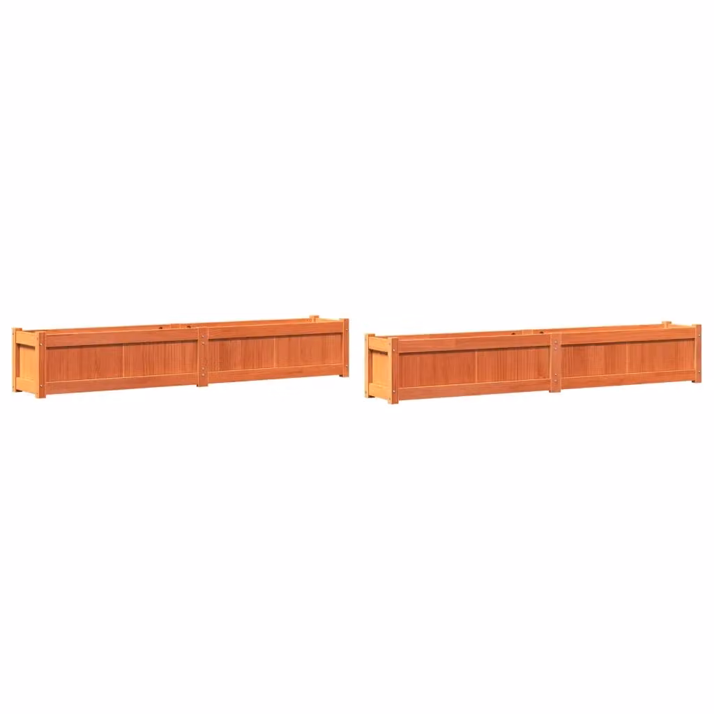 Set di 2 fioriere rialzate vidaXL in legno massello marrone per orto e giardino – 2