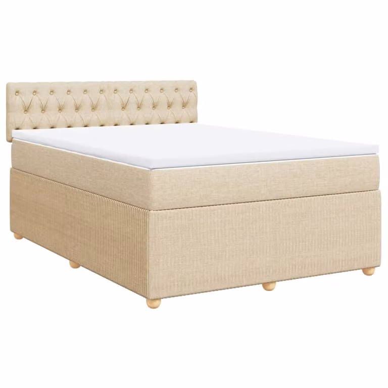 Giroletto a Molle con Materasso Crema 160x200 cm in Tessuto