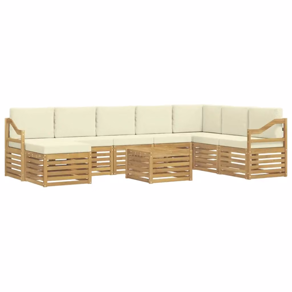 Set di divani moderni vidaXL in legno di acacia massello con cuscini beige per giardino o terrazzo – 2