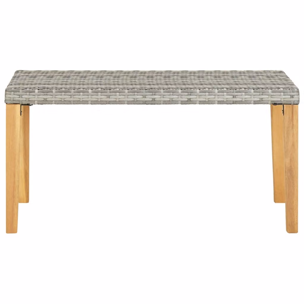 Panchina da giardino 120 cm in poly rattan grigio e legno massiccio di acacia