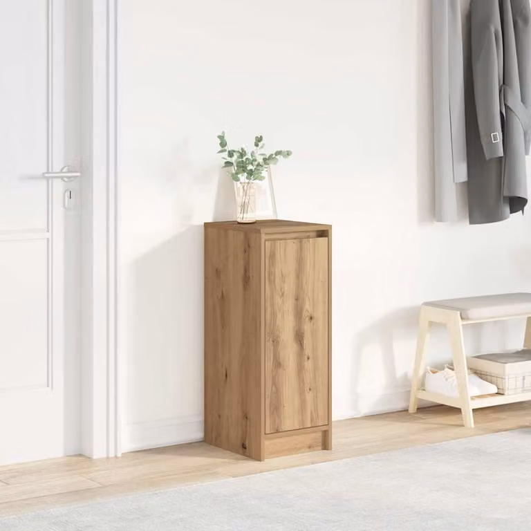 Scarpiera moderna vidaXL in legno rovere marrone con ante a battente, L/P/H: 29,5 x 34 x 76 cm