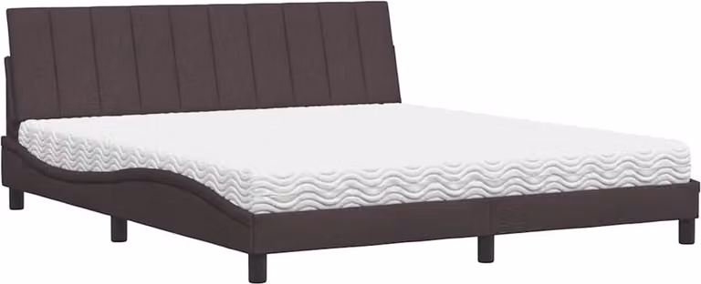 Letto con Materasso Hanko Marrone Scuro 180x200cm Tessuto