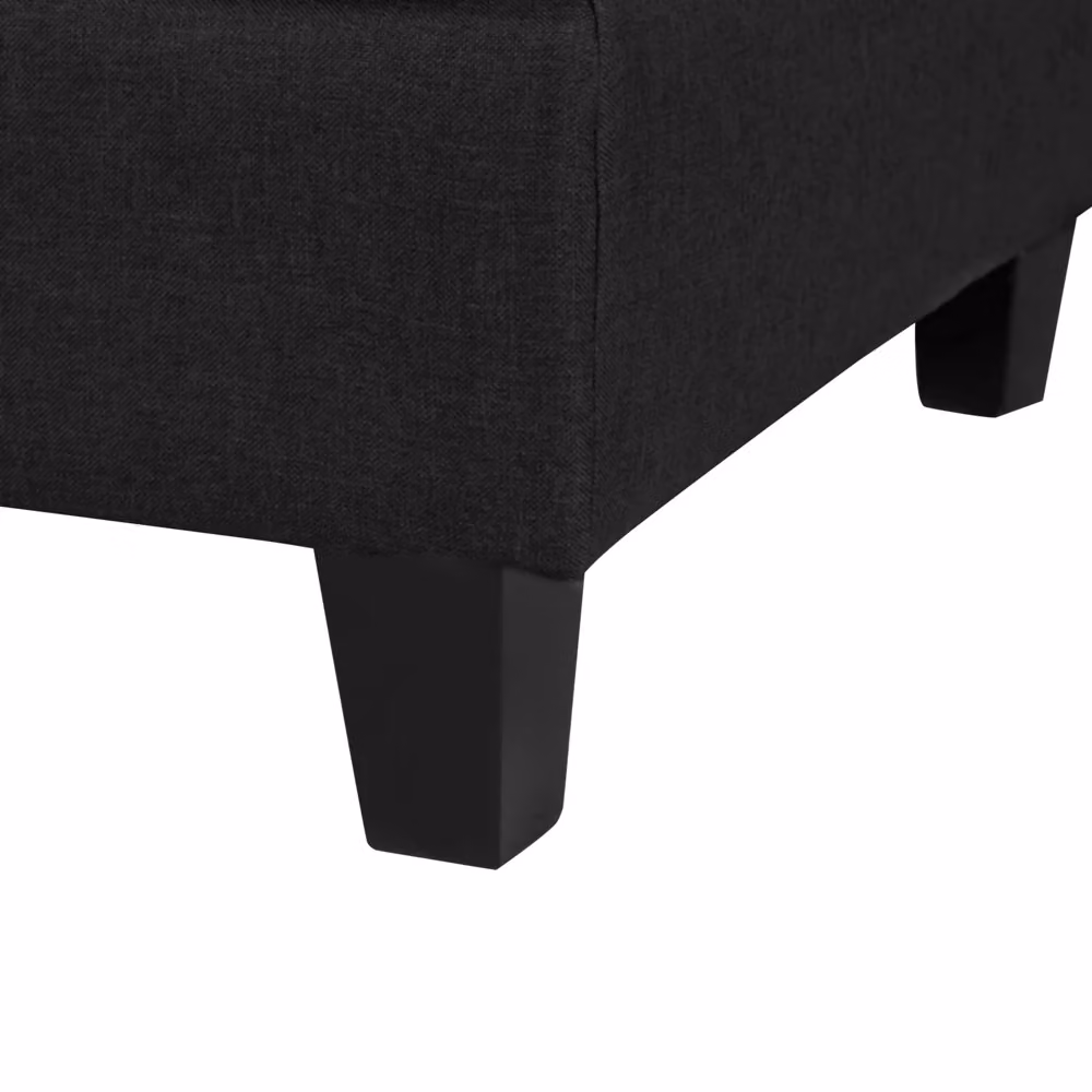 Poltrona imbottita Beliani in tessuto nero con struttura in legno di quercia oliato, stile scandinavo moderno per soggiorno, L: 76 cm, P: 39 cm, H: 80 cm – 2
