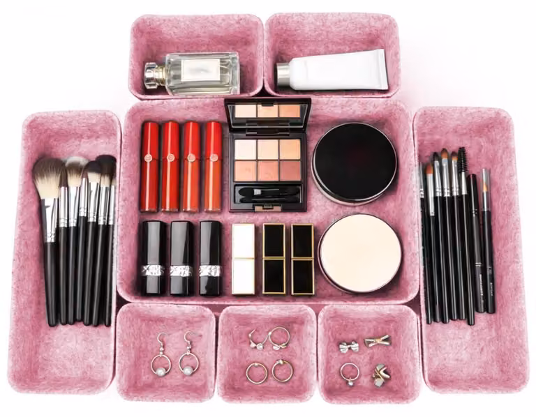 Elzusha - 8 organizer per cassetti in feltro - Rosa, perfetti per ufficio e cucina