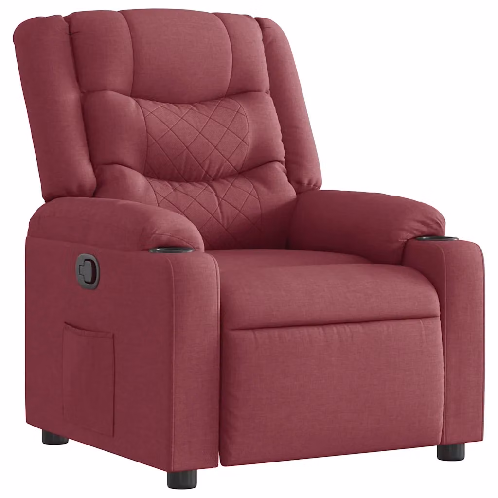 Poltrona Reclinabile Relax vidaXL in Tessuto Rosso con Braccioli e Leva Manuale – 2