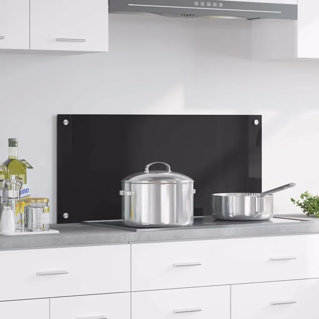 Schienale da cucina vidaXL in vetro temperato Nero L: 90 cm, H: 40 cm
