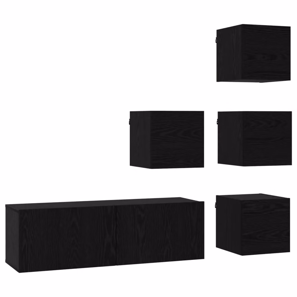 Set mobile TV moderno vidaXL in MDF nero per soggiorno, 5 pezzi – 2