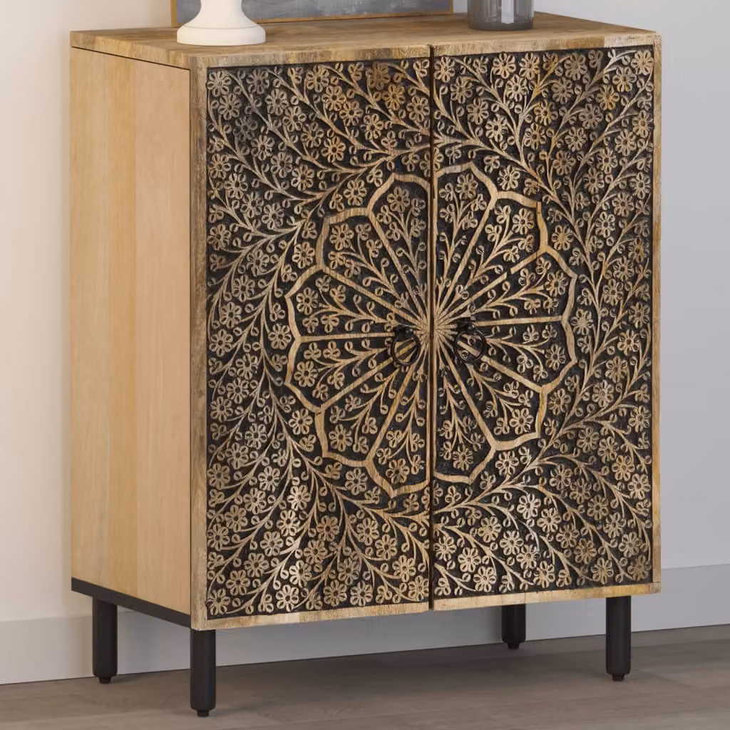 Credenza retro in legno di mango e metallo marrone vidaXL L: 60 cm, P: 33 cm, H: 75 cm