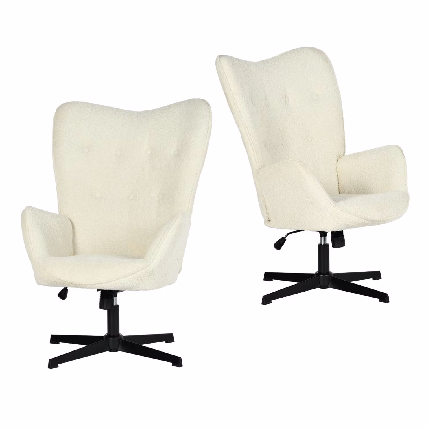 Meubles Cosy Set da 2 sedie da ufficio girevoli e regolabili con braccioli e poltrona reclinabile in tessuto ciniglia beige – FUCHS