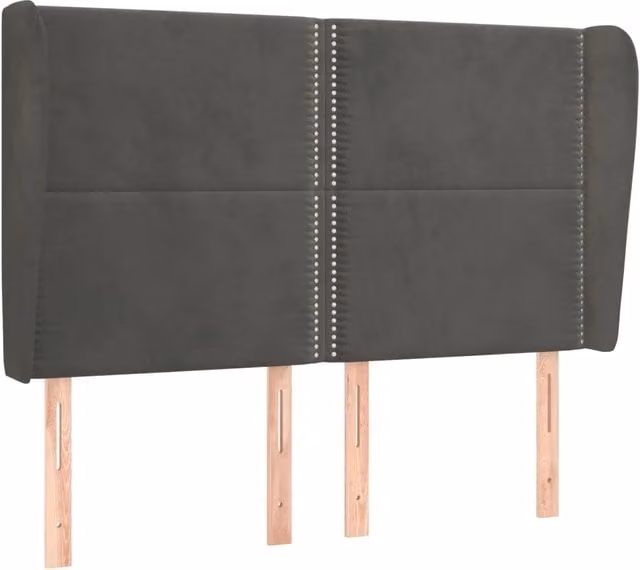 Testiera ad orecchio in velluto grigio scuro L: 147 cm, P: 23 cm, H: 118/128 cm – 1
