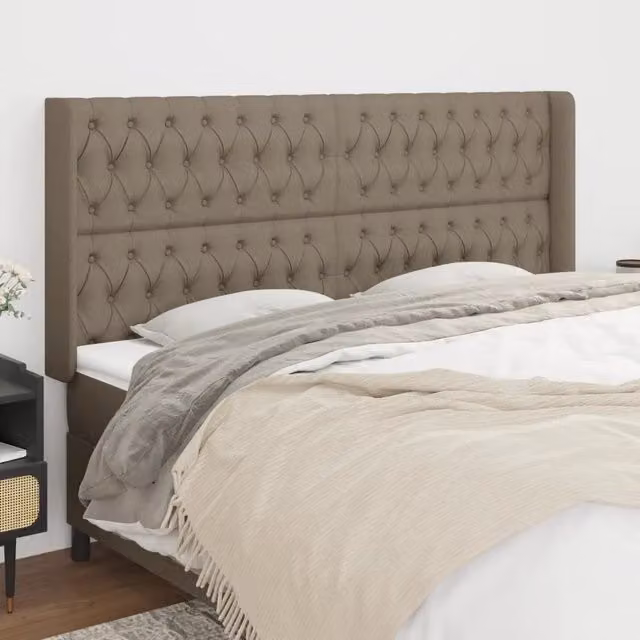 Testiera per letto imbottita vidaXL in tessuto beige L: 183 cm, P: 16 cm, H: 118/128 cm – 1