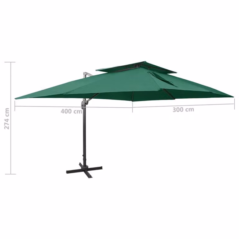 Maison Exclusive - Ombrellone a braccio con sistema di ventilazione 400x300 cm verde