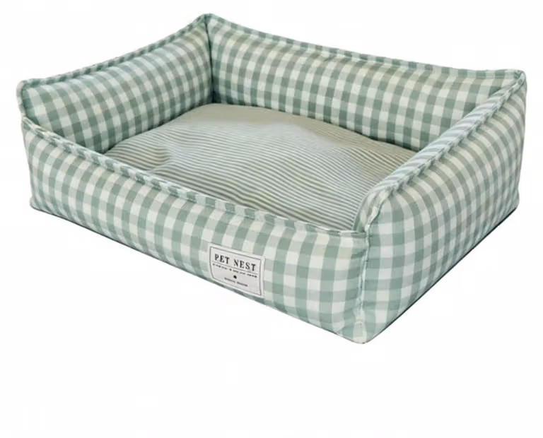 Cuccia per cani lavabile, con rivestimento removibile, traspirante e confortevole, di forma rettangolare, adatta a cani e gatti di piccola e media taglia, di colore verde chiaro, dimensioni 60 x 50 cm