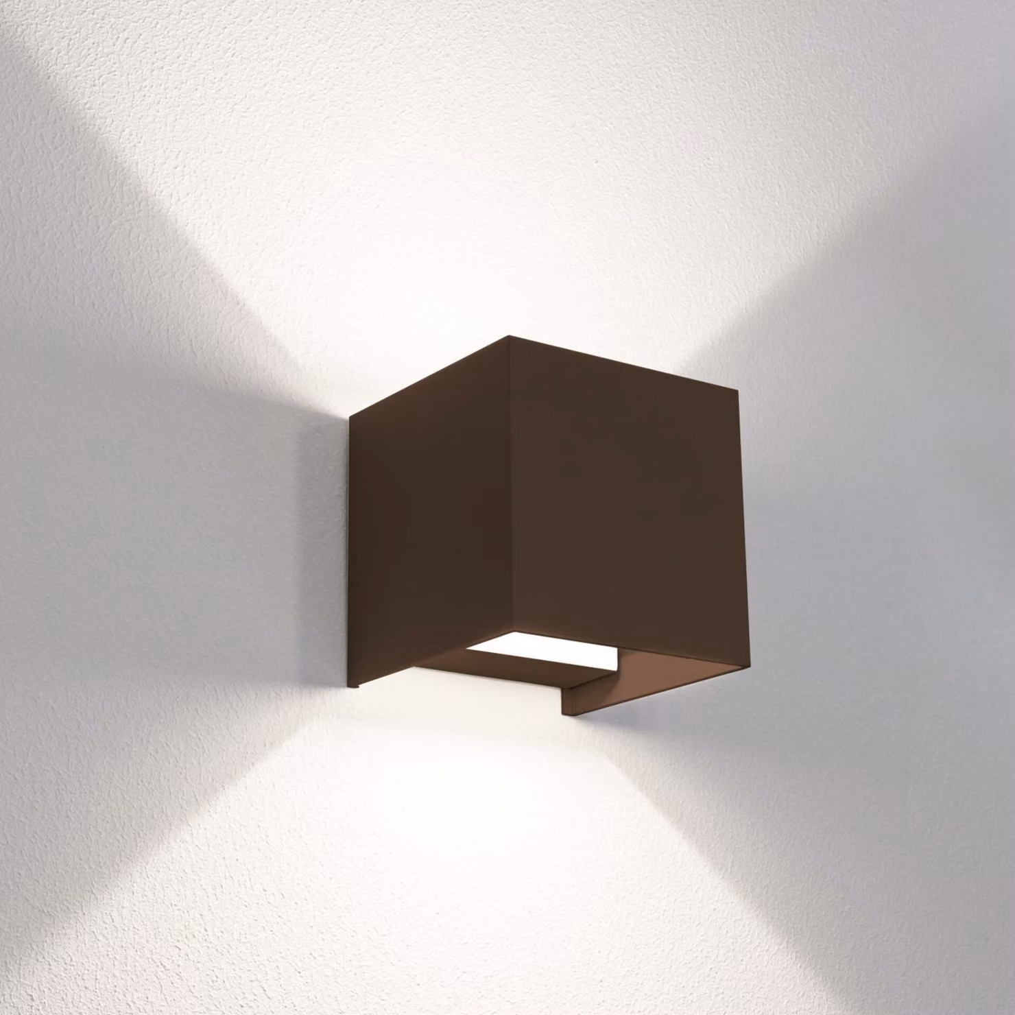 CENTURY QUADRATO, lampada da parete per esterni a LED, orientabile verso l'alto/il basso, acciaio Corten, 20 W, 2700/4000/6500 K, grado di protezione IP65
