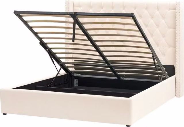 Letto contenitore velluto bianco sporco 160 x 200 cm glamour elegante