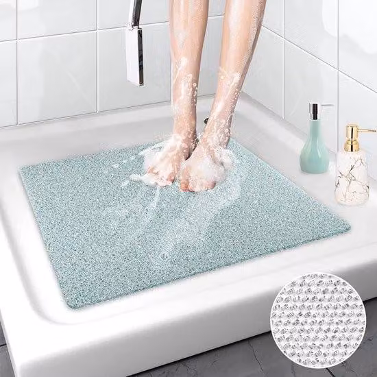 Tappetini da bagno antibatterici, 53 x 53 cm, delicati, antiscivolo, tappetini per doccia sicuri, con fori di scarico, adatti per vasche da bagno e aree umide