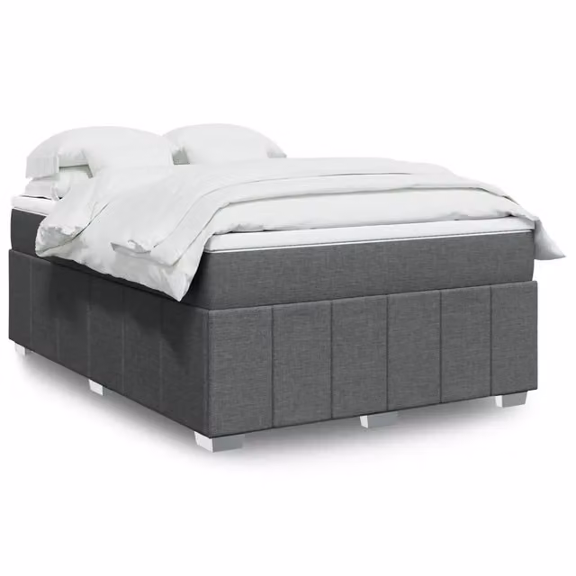 Letto Ibrido vidaXL con Giroletto a Molle e Materasso in Tessuto Grigio e Bianco L/P/H: 140 x 200 cm