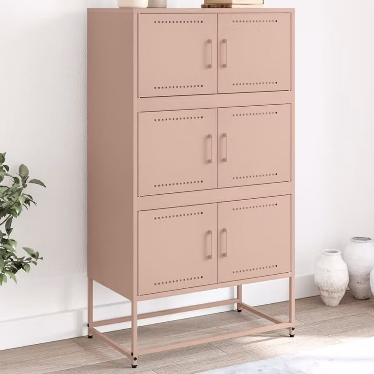 Credenza in metallo rosa stile industrial vidaXL L: 68,5 cm, P: 38,5 cm, H: 123,5 cm