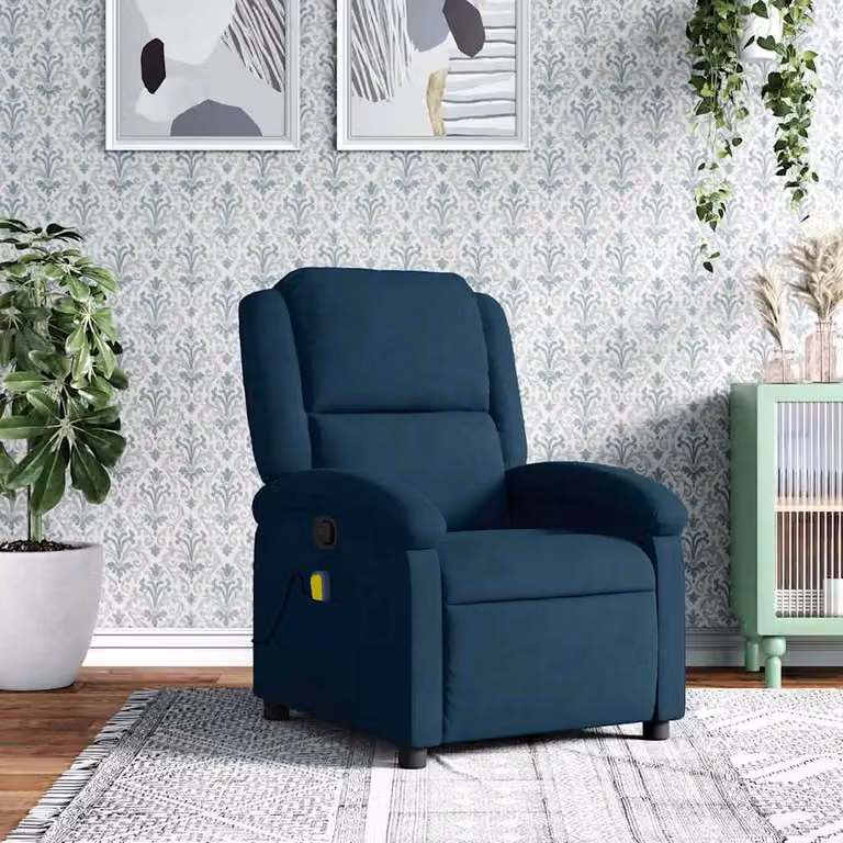 vidaXL Poltrona Relax Reclinabile in Velluto Blu con Braccioli