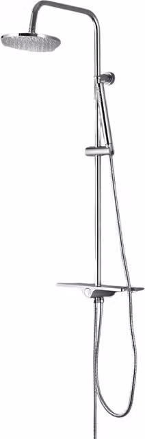 Colonna Doccia Bagnoclic Round Cromata con Deviatore a Pulsante, Mensola e Doccetta Monogetto, Diametro: 20 cm