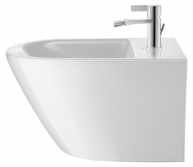 Bidet mural Duravit D-Neo, fixation dissimulée, 1 trou de robinetterie, avec trop-plein, Durafix inclus, 370 x 540 x 400 mm, 2294150000, 2294150000