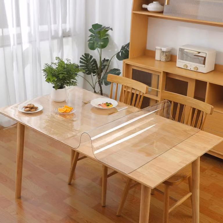 Pellicola trasparente per tavolo, 2 mm di spessore, 100 x 200 cm, rettangolare, in PVC, impermeabile, lavabile e tagliabile