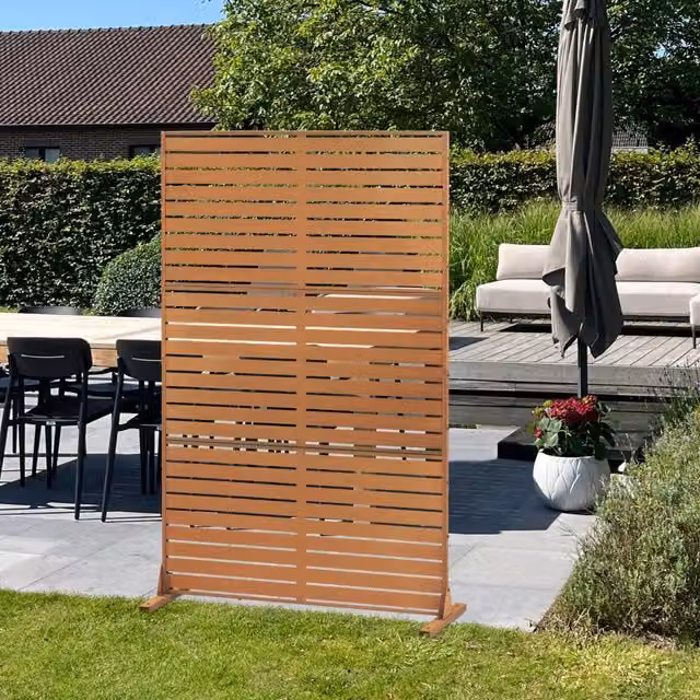 Pannello Divisorio Nodepp da Esterno casa.pro in Acciaio Corten Marrone Ossidato H: 180 cm, L: 120 cm, P: 40 cm