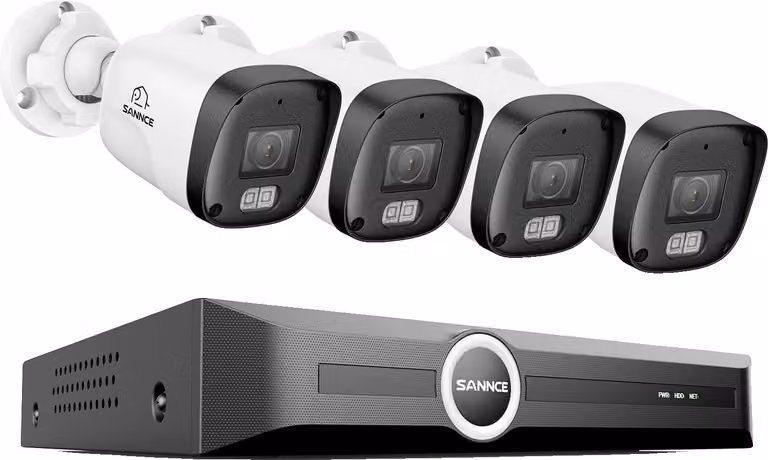 Sistema di telecamere di sicurezza domestica, risoluzione 3 MP, capacità di visione notturna, 8CH NVR 4 pezzi, 1T-b