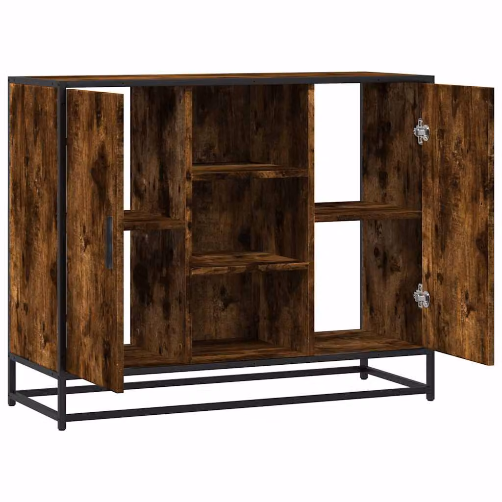 Credenza in stile industrial vidaXL in legno e metallo, colore marrone, L 92 x P 35 x H 76 cm
