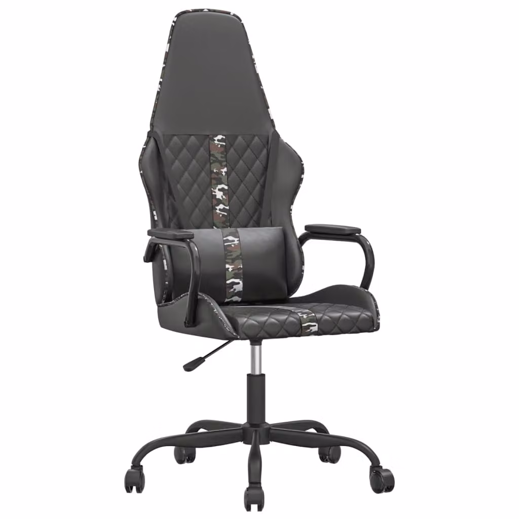 Sedia da Gaming Massaggiante Mimetico e Nero in Pelle finta