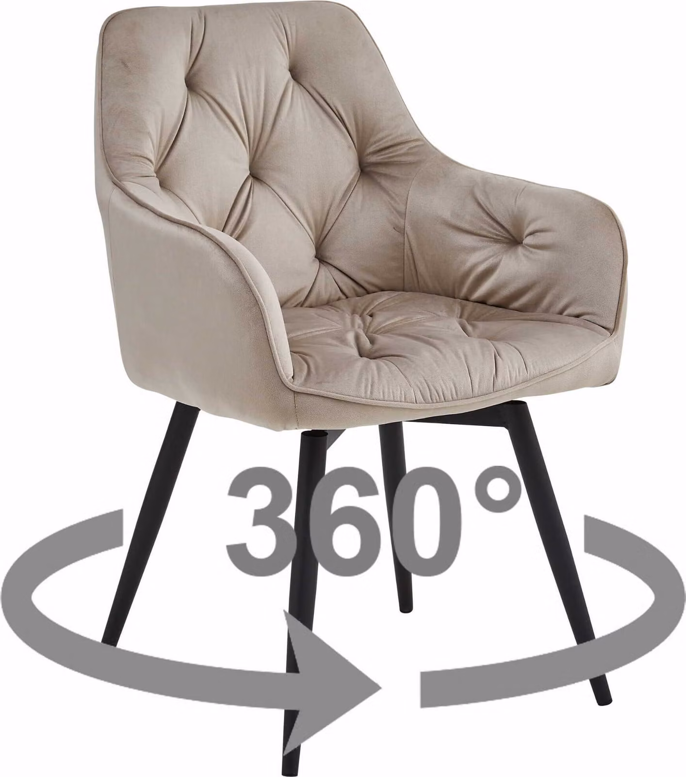 Sedia JORK360 - velluto beige scuro / gambe nere x 1