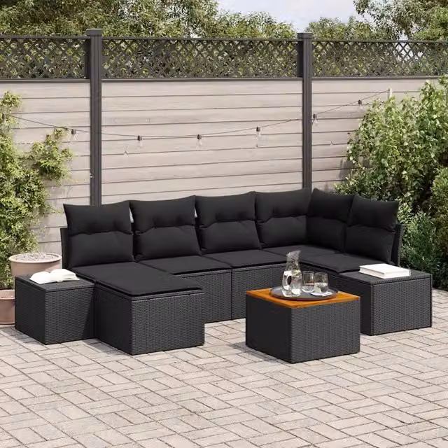 Set Divano da Giardino 7 pz Nero 3356651