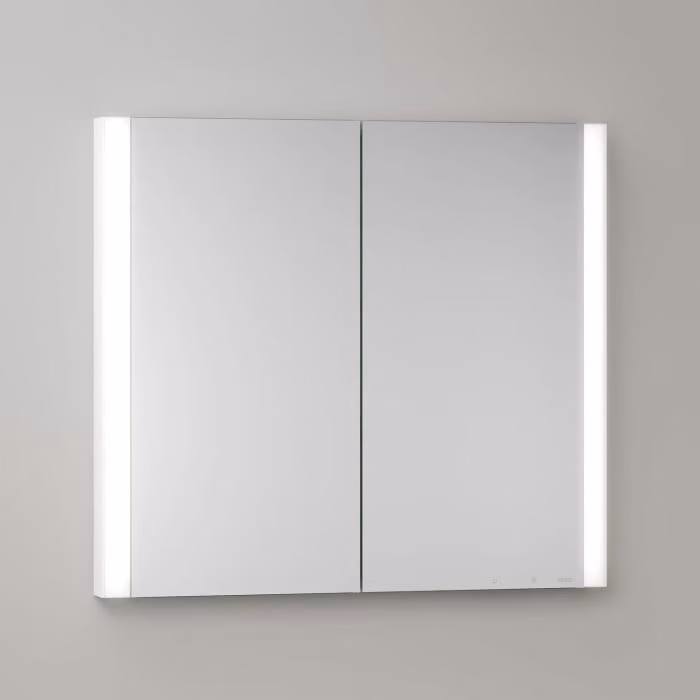 Mobiletti specchio a incasso Keuco Royal Metis LED, dimensioni 80 x 71 cm, 2 ante con riscaldamento a specchio, modello francese